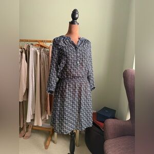 Lauren Ralph Lauren Navy and White Long Sleeve Dress